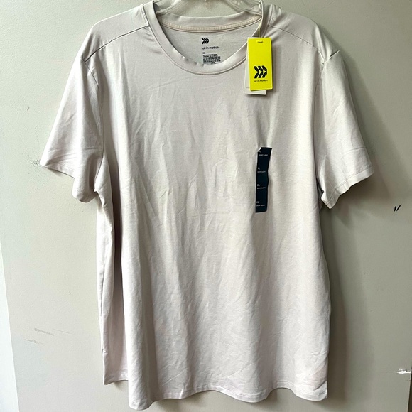 All In Motion Soft Stretch Short Sleeve T Shirt Mens XL Cream Performance NWT - Picture 1 of 8